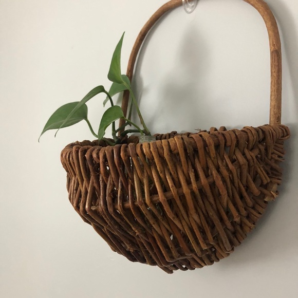 Vintage Other - BoHo hanging wall wicker basket